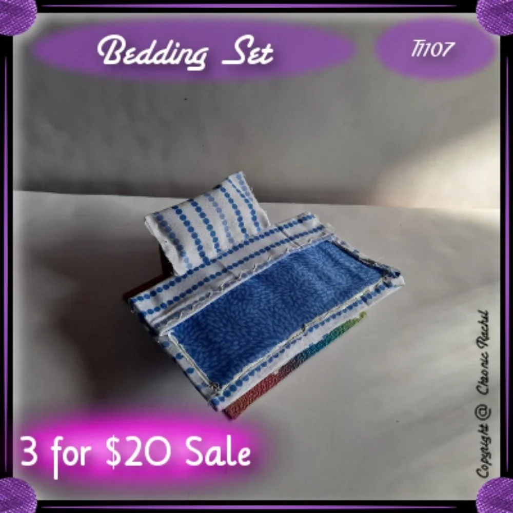 4-Pack Blue Bedding & Faux Rainbow Leather Flooring